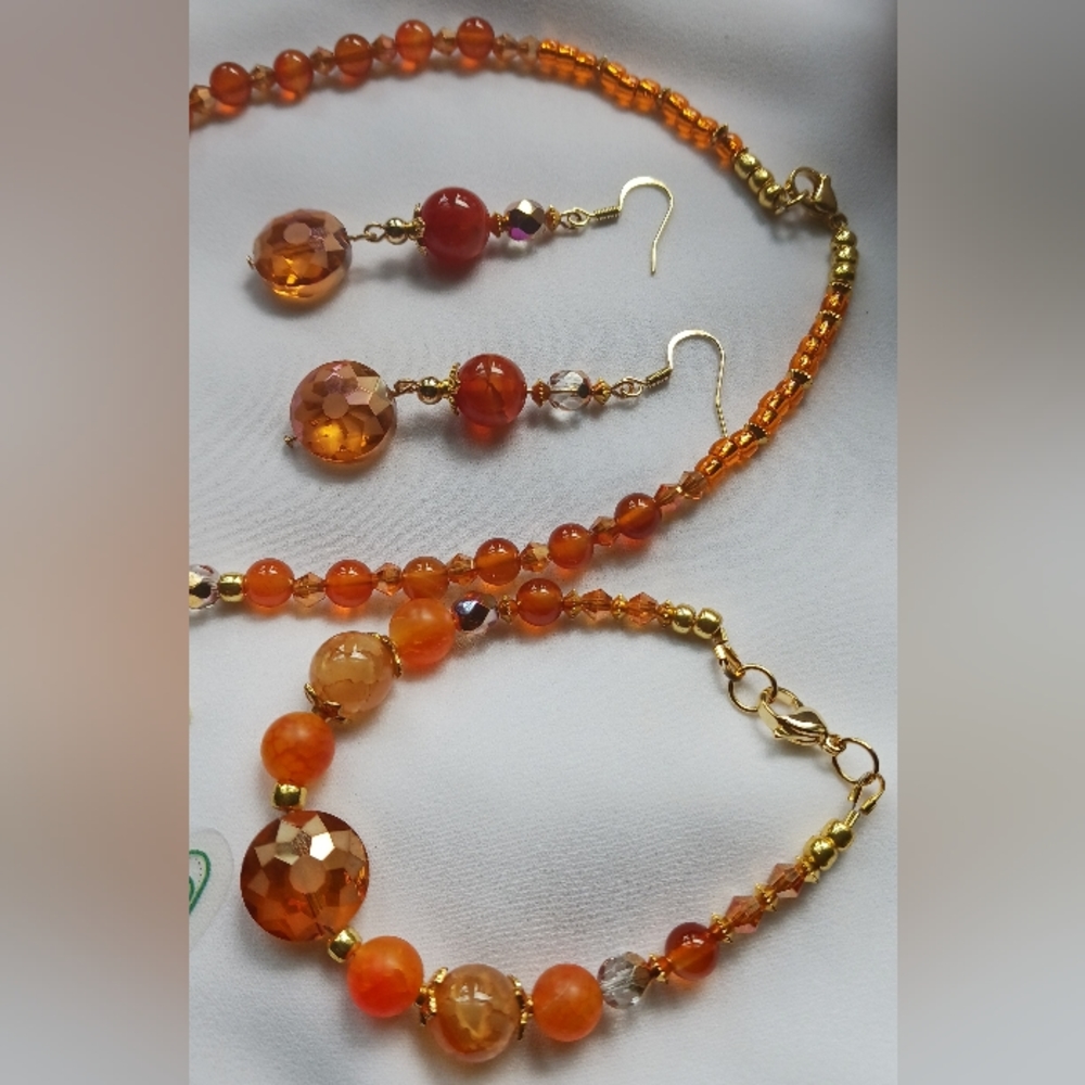 Handmade Necklace, Bracelet and Earrings set Setting Sun - Picture 2 of 3